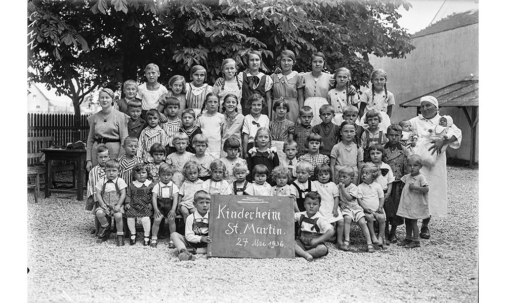 Die Firma Gabler in St. Martin hatte für Betriebsangehörige eine eigenen Kindergarten. Aufnahme 27. Mai 1936. Foto Haider
