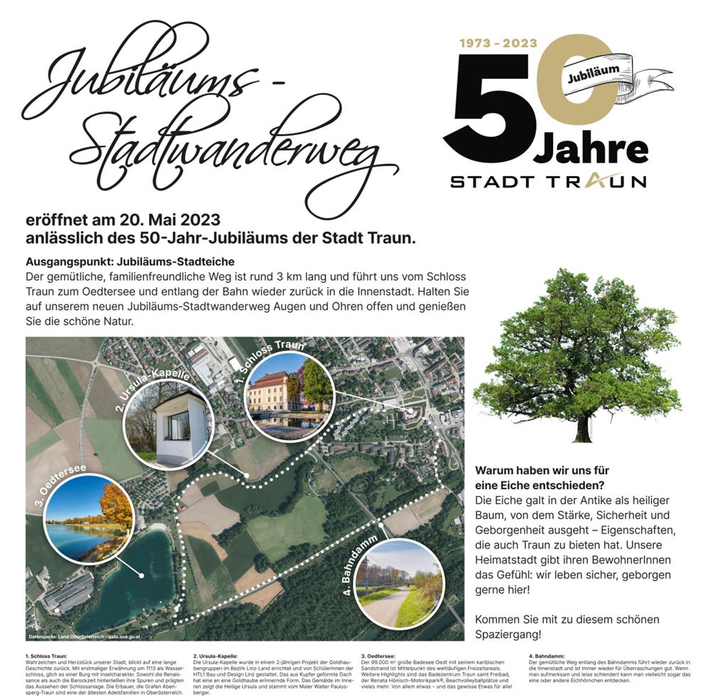 Jubiläums-Stadtwanderweg 50 Jahre Stadt Traun